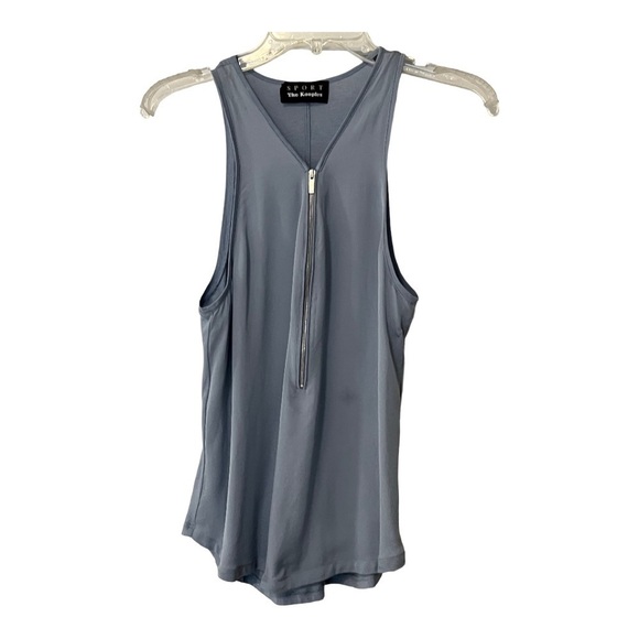 The Kooples Sport Silk Sleeveless Half Zip Front Women’s top Blue - Picture 3 of 15